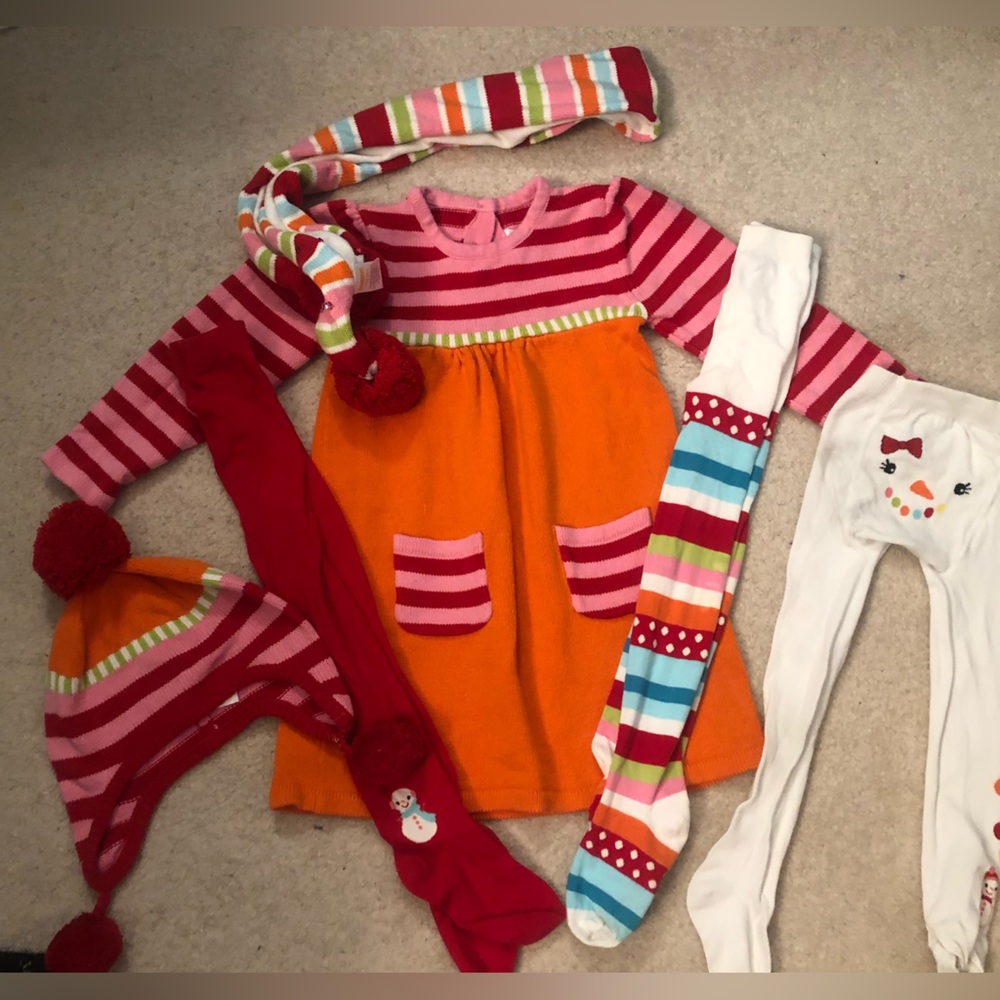 Girls size 4 Gymboree mix and match winter dress, tights, hat and scarf